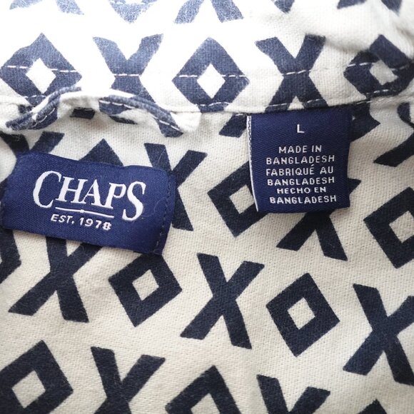 CHAPS Brushed Cotton Moose Shirt Men's Large Thick Chamois Collared Button Up - Picture 3 of 12